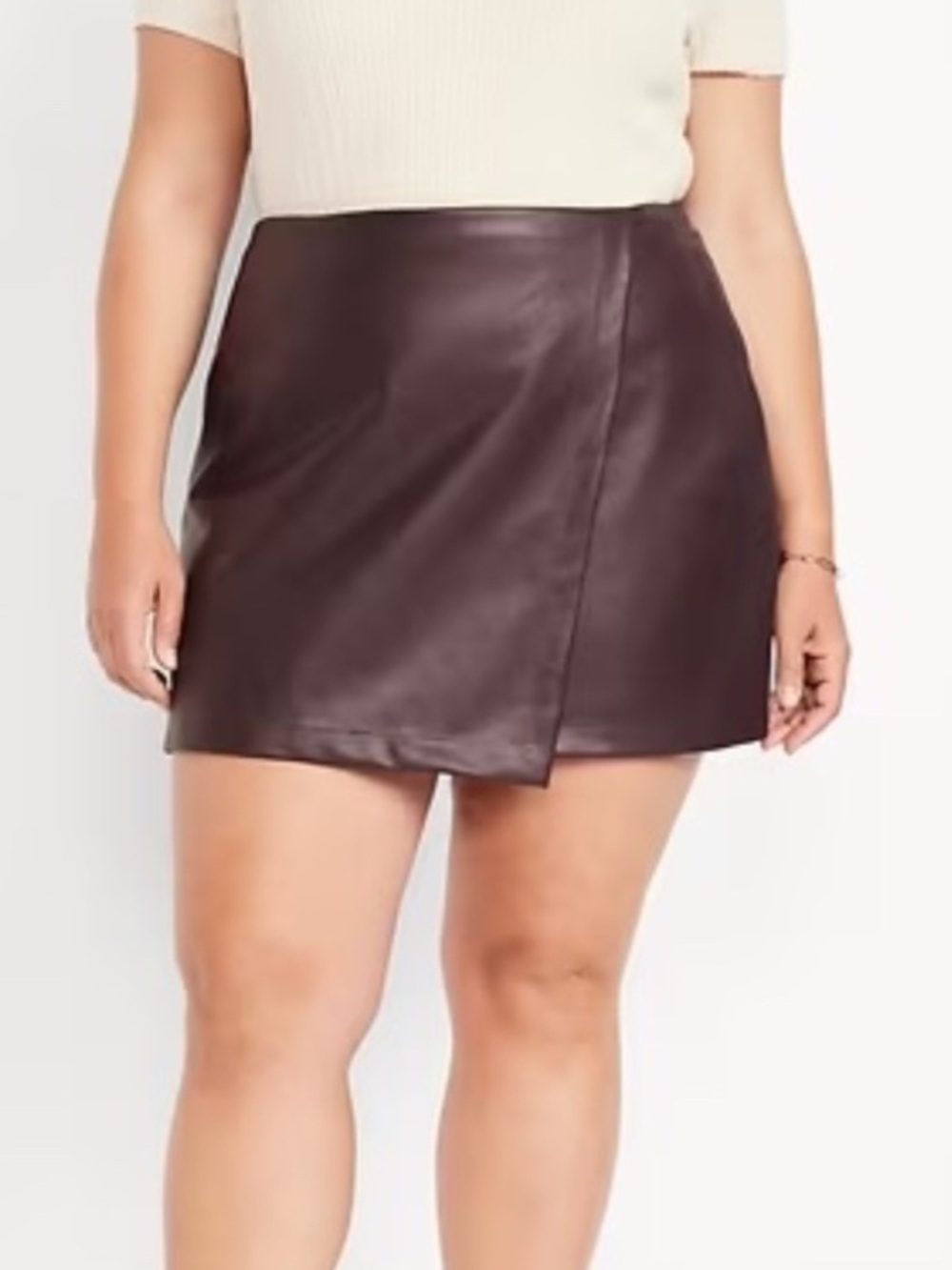 Old Navy Women XL Deep Burgundy High-Waisted Faux Leather Mini Skirt NWT